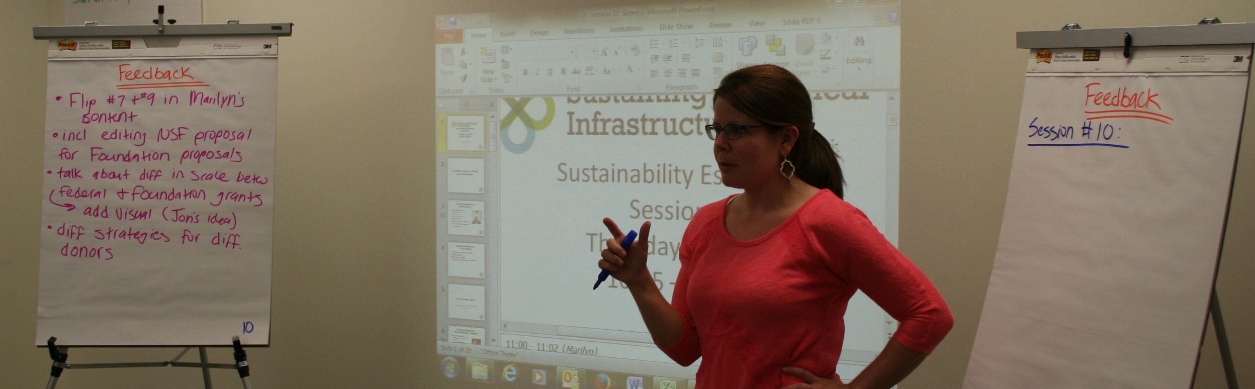 Jill Parsons facilitates discussions as instructors fine-tune the 2015 training course program.