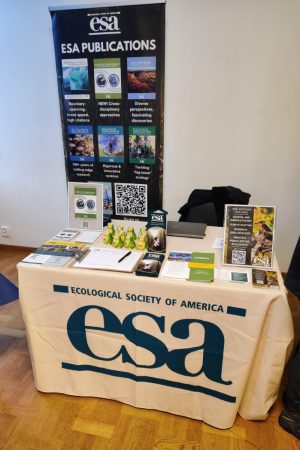 the ESA booth at the Oikos meeting