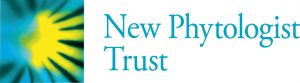 Official logo for New Phytologist Trust with teal-colored letters next to a yellow, black and green square design.
