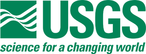 Official logo for the USGS with letters in green.