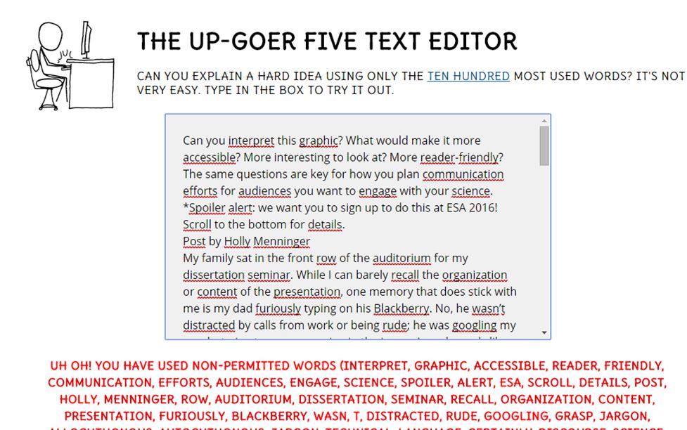 Post in Upgoer 5 text editor