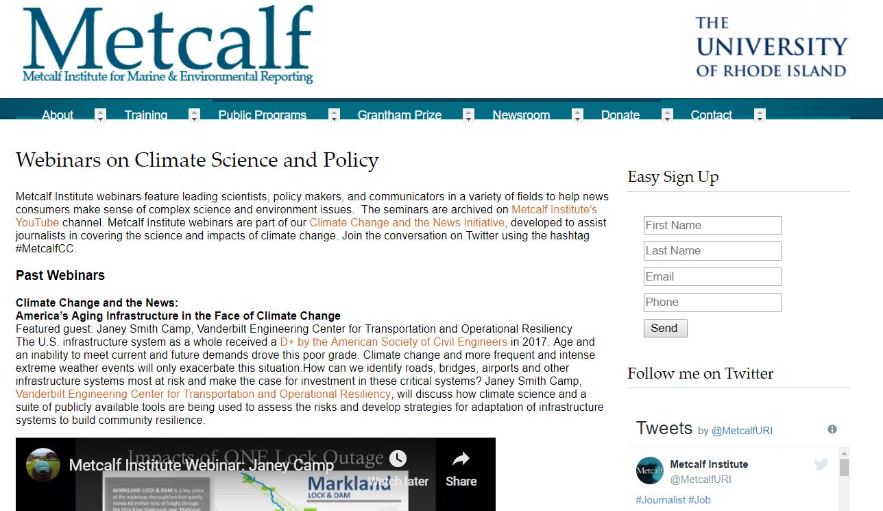 Screenshot of website