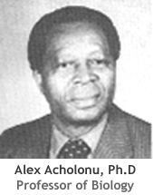 Portrait image of Alex Acholonu in a suit and tie. Black and white.