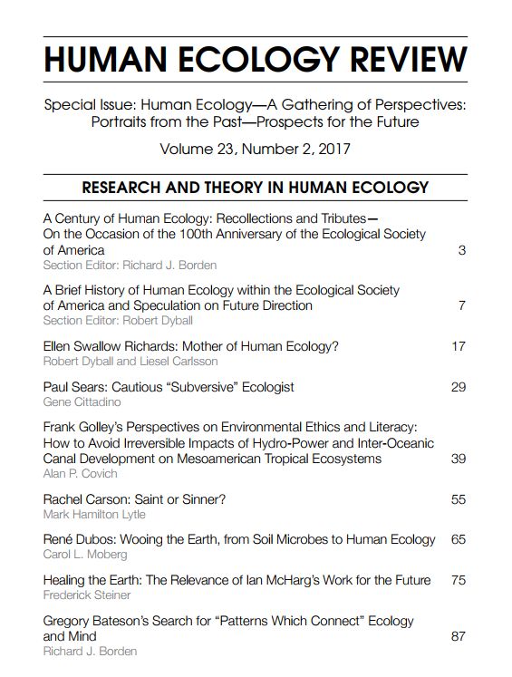 A periodical cover titled Human Ecology Review