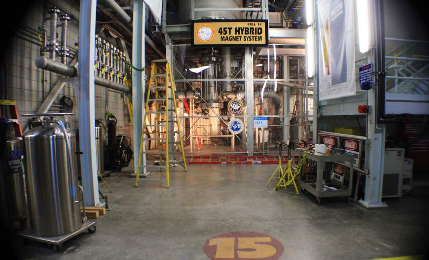 The world record 45 Tesla hybrid magnet at the National Magnetic Laboratory in Tallahassee, Florida. 