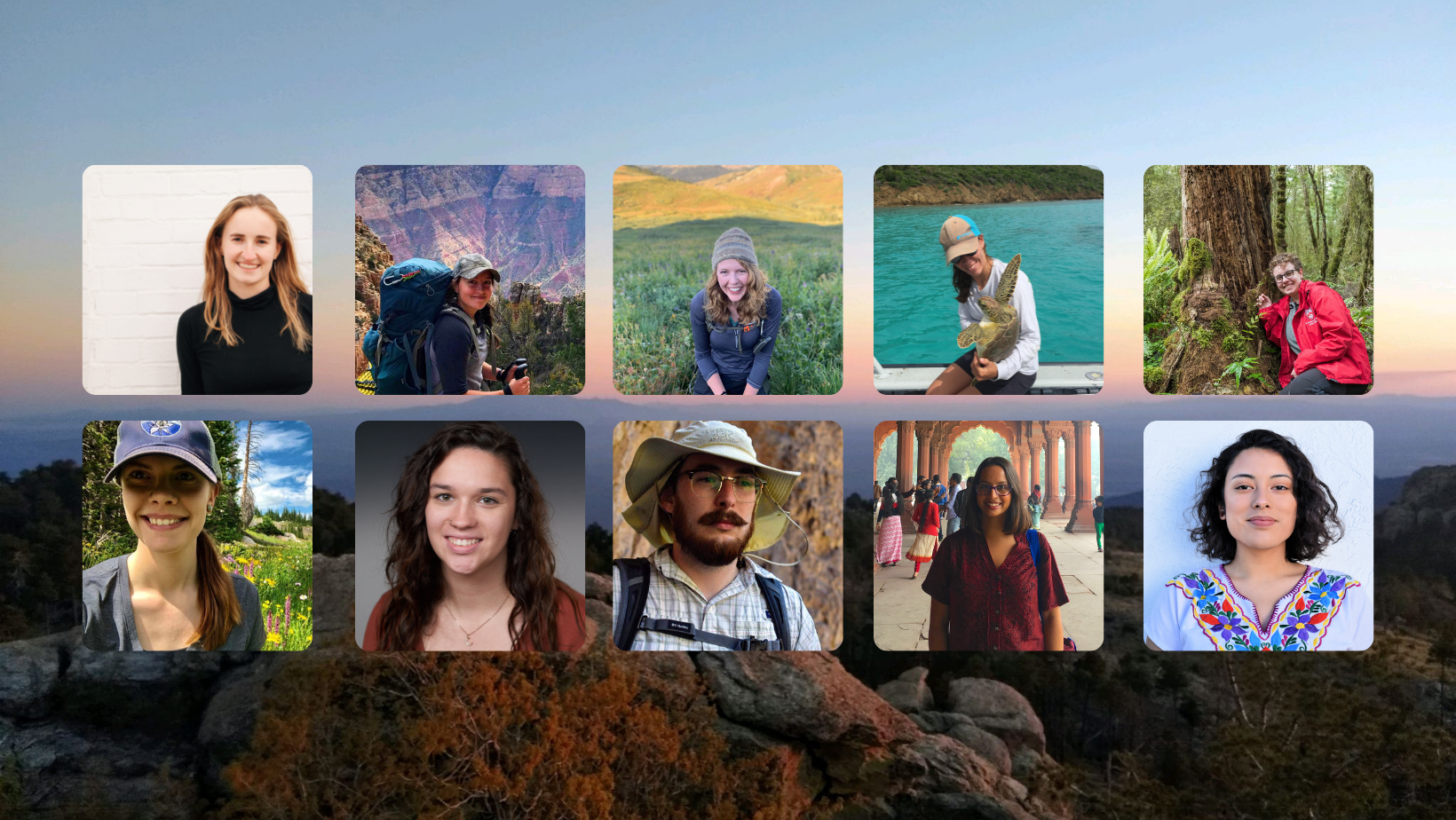 A composite image contains profile pictures of the 2021 Scientists in Parks Fellows.