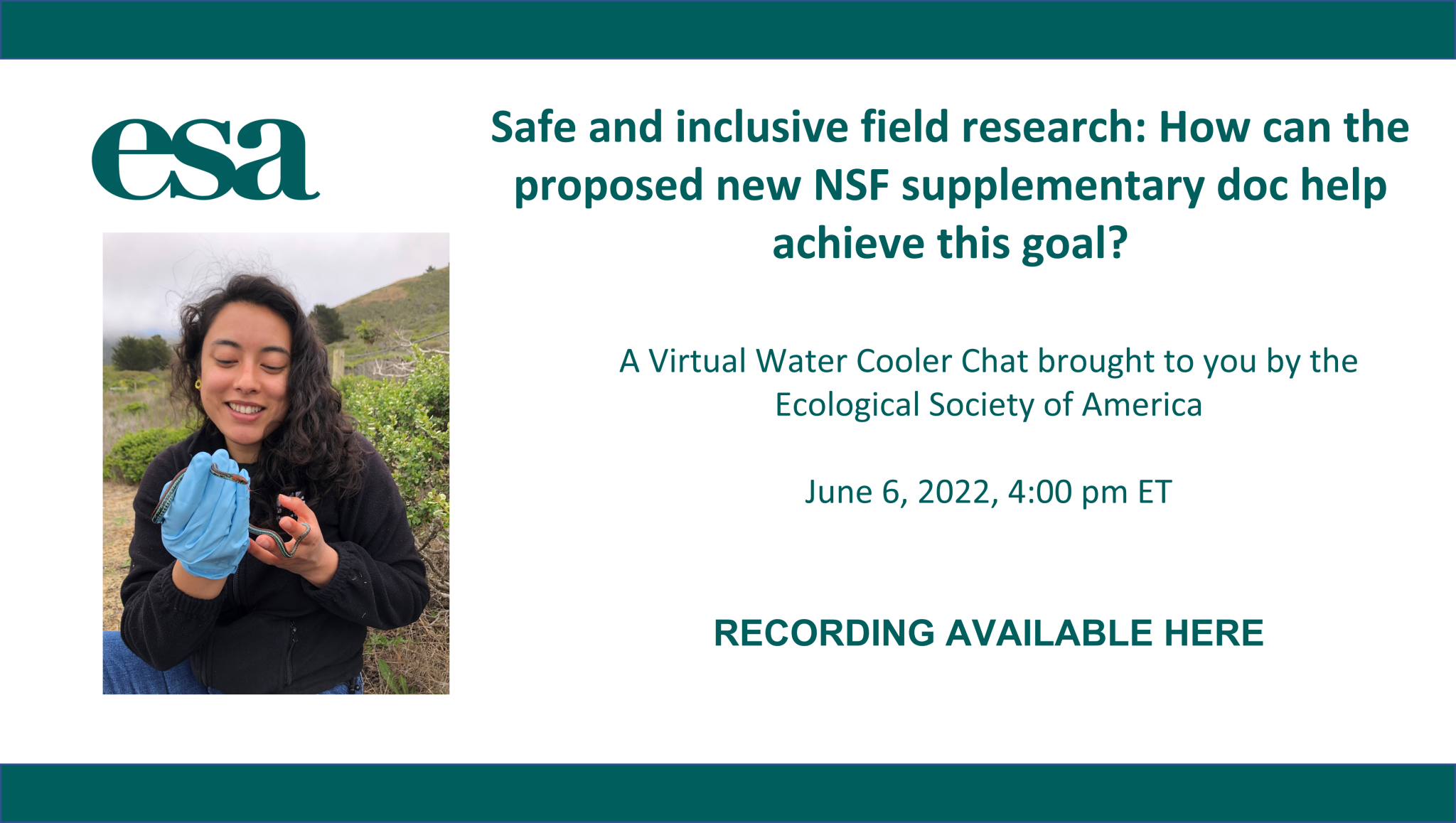 Safe and inclusive field research The Ecological Society of America