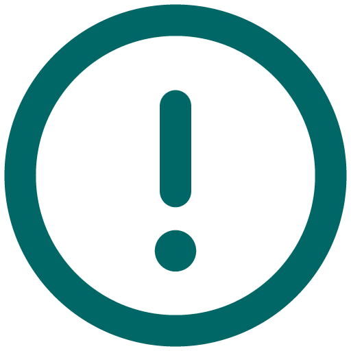An exclamation point within a circle signifies an alert of more information.