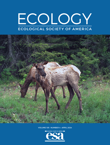 Ecology cover featuring two elk grazing in northeastern Washington, USA