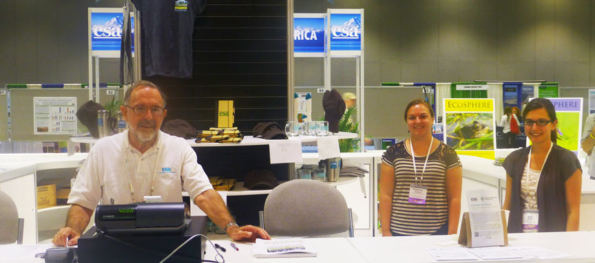 Volunteers serve at the main ESA booth at the 2014 Annual Meeting